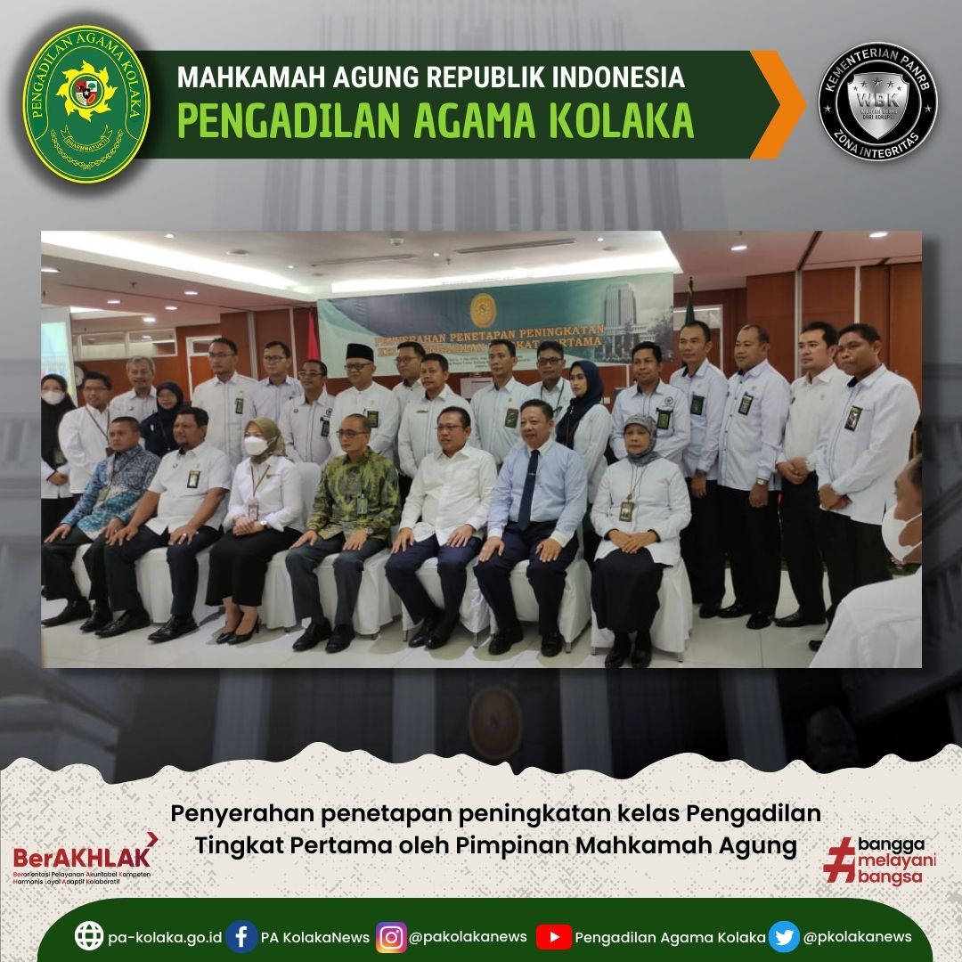 Penyerahan penetapan peningkatan kelas Pengadilan Tingkat Pertama oleh Pimpinan Mahkamah Agung.jpg